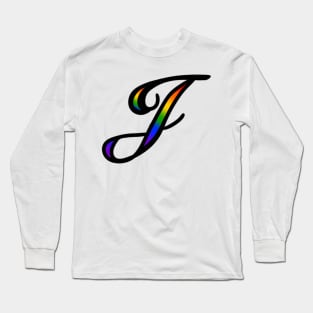 Rainbow Cursive Letter J Long Sleeve T-Shirt